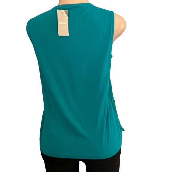 3/$30 🍂 Chicos Space Lace Tank in Tantalizing Teal - Picture 6 of 8
